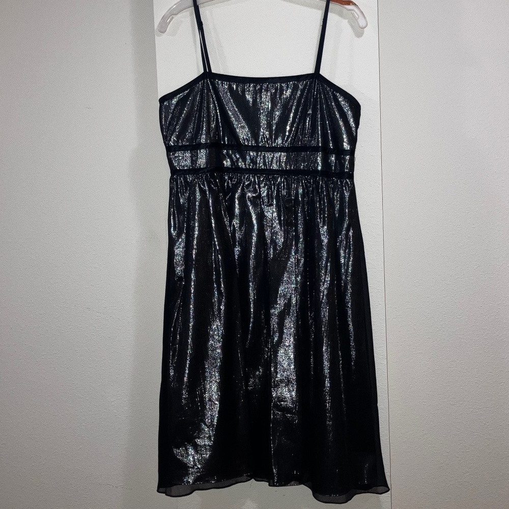 Calvin klein black and metallic silver spaghetti strap dress
